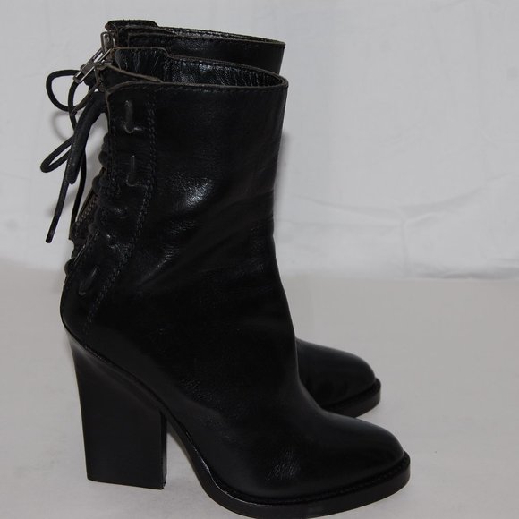 $485❤️ 36/6 HAIDER ACKERMANN Black Real Leather High Heel Ankle Boots Bootie - Picture 6 of 10